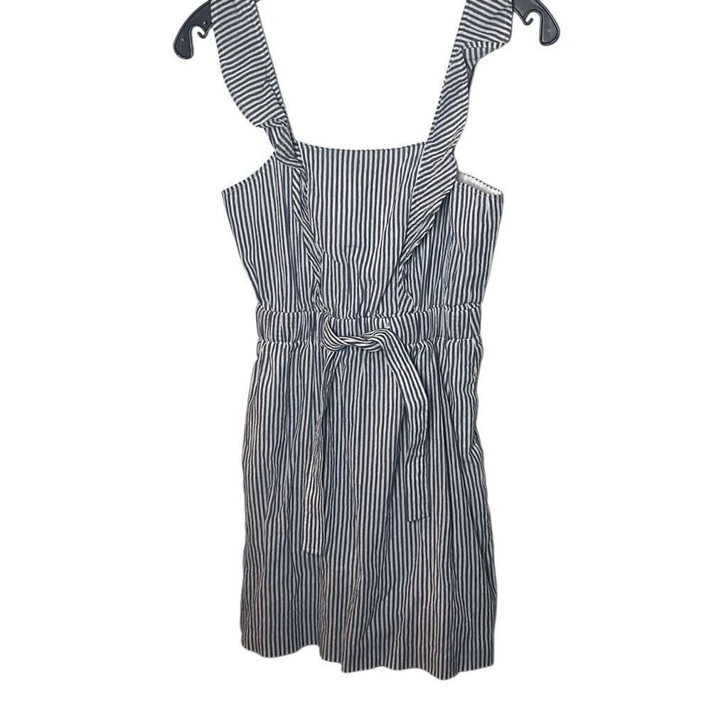Club Monaco Women’s Size 0 Seersucker Dress Blue White Striped Tie Front